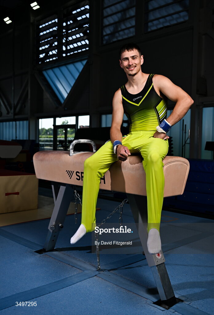 7 August 2026; Adam Steele during the Gymnastics Ireland content gathering day at the Sport Ireland National Gymnastics Training Centre in Dublin. Photo by David Fitzgerald/Sportsfile