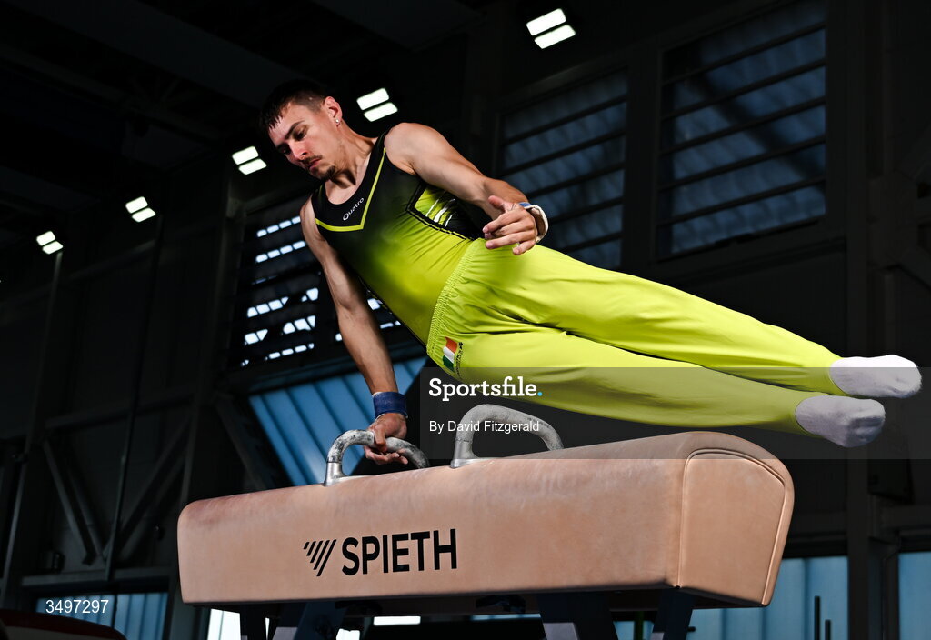 7 August 2026; Adam Steele during the Gymnastics Ireland content gathering day at the Sport Ireland National Gymnastics Training Centre in Dublin. Photo by David Fitzgerald/Sportsfile