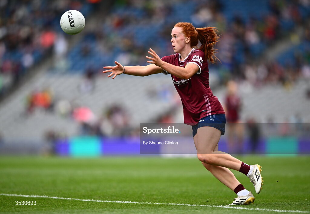 2 August 2026; Kate Slevin of Galway during the LGFA TG4 All-Ireland Senior Championship final match between Galway and Kerry at Croke Park in Dublin. Photo by Shauna Clinton/Sportsfile