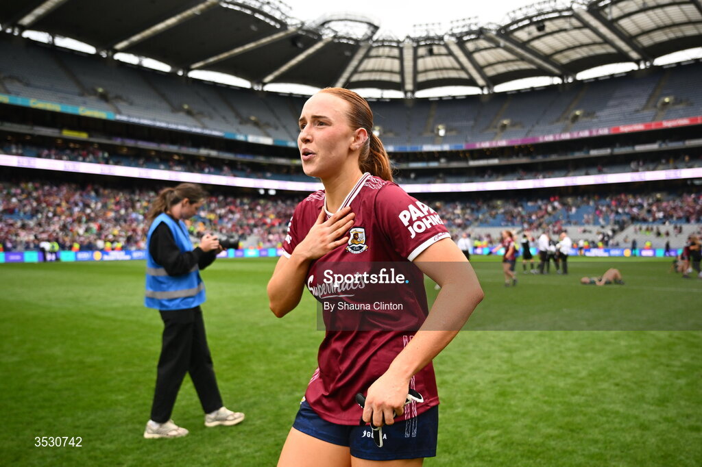 2 August 2026; Siobhán Divilly of Galway after the LGFA TG4 All-Ireland Senior Championship final match between Galway and Kerry at Croke Park in Dublin. Photo by Shauna Clinton/Sportsfile