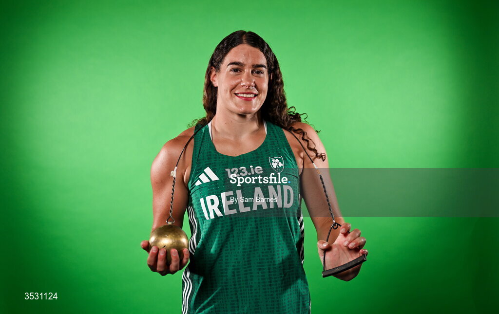5 August 2026; Nicola Tuthill poses for a portrait during an Athletics Ireland European Championships kit day and media at the Sport Ireland Institute in Dublin. Photo by Sam Barnes/Sportsfile