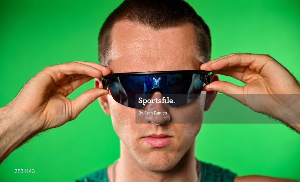 5 August 2026; Jack Raftery poses for a portrait during an Athletics Ireland European Championships kit day and media at the Sport Ireland Institute in Dublin. Photo by Sam Barnes/Sportsfile