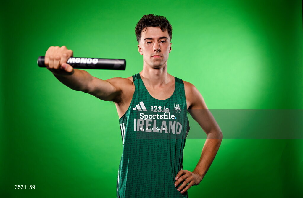 5 August 2026; Darragh Murphy poses for a portrait during an Athletics Ireland European Championships kit day and media at the Sport Ireland Institute in Dublin. Photo by Sam Barnes/Sportsfile