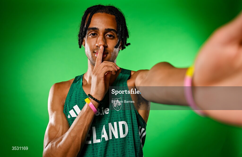 5 August 2026; Sean Doggett poses for a portrait during an Athletics Ireland European Championships kit day and media at the Sport Ireland Institute in Dublin. Photo by Sam Barnes/Sportsfile