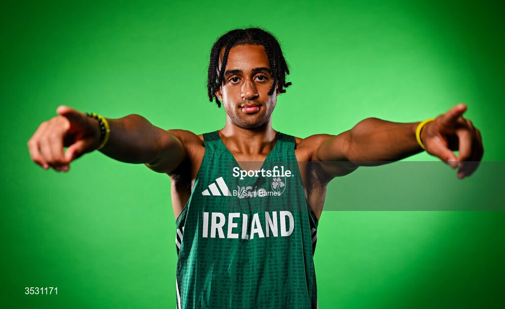 5 August 2026; Sean Doggett poses for a portrait during an Athletics Ireland European Championships kit day and media at the Sport Ireland Institute in Dublin. Photo by Sam Barnes/Sportsfile