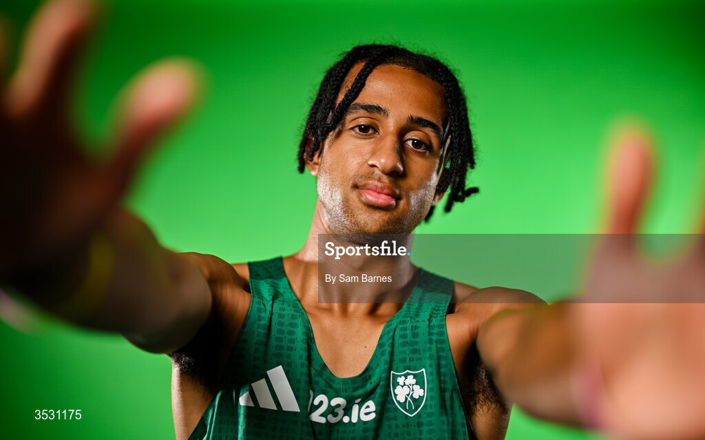 5 August 2026; Sean Doggett poses for a portrait during an Athletics Ireland European Championships kit day and media at the Sport Ireland Institute in Dublin. Photo by Sam Barnes/Sportsfile