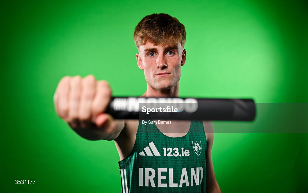 5 August 2026; Joe Doody poses for a portrait during an Athletics Ireland European Championships kit day and media at the Sport Ireland Institute in Dublin. Photo by Sam Barnes/Sportsfile