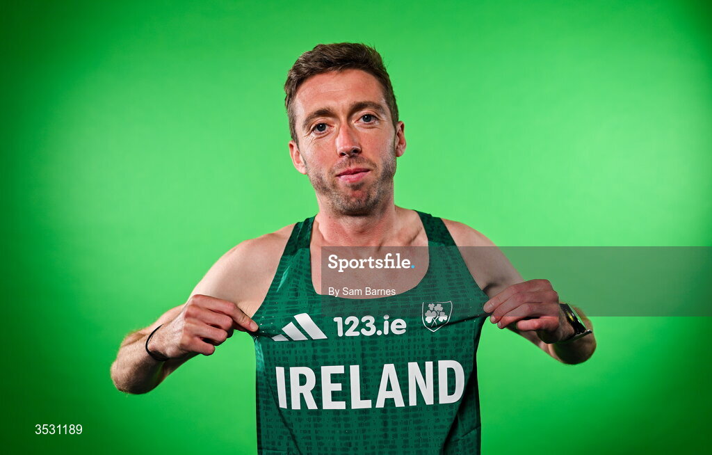5 August 2026; Ryan Creech poses for a portrait during an Athletics Ireland European Championships kit day and media at the Sport Ireland Institute in Dublin. Photo by Sam Barnes/Sportsfile