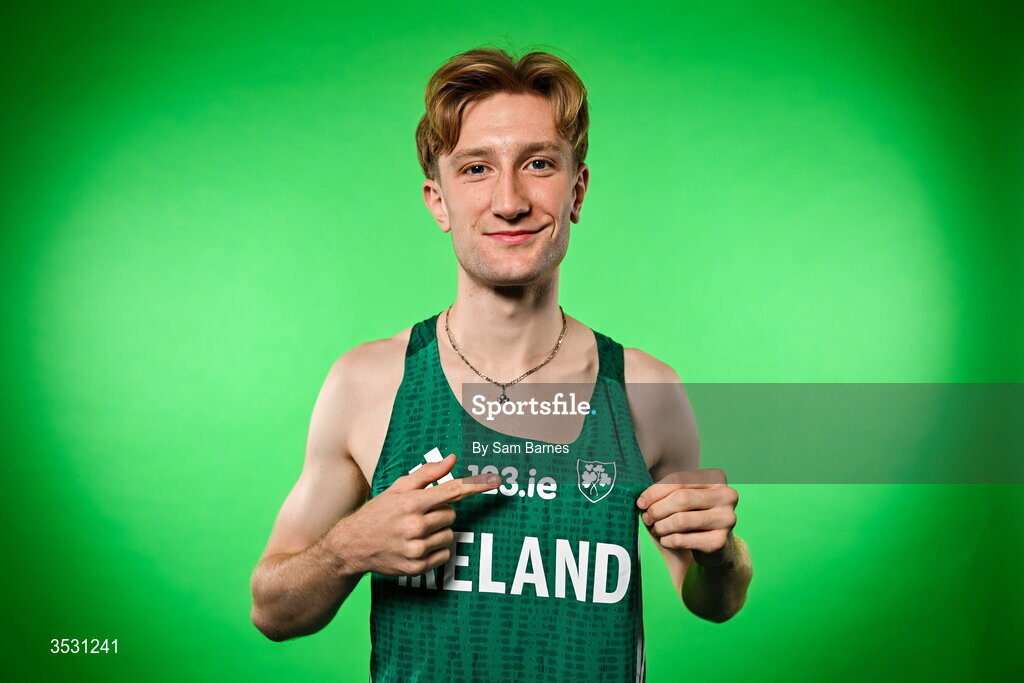 5 August 2026; Nick Griggs poses for a portrait during an Athletics Ireland European Championships kit day and media at the Sport Ireland Institute in Dublin. Photo by Sam Barnes/Sportsfile