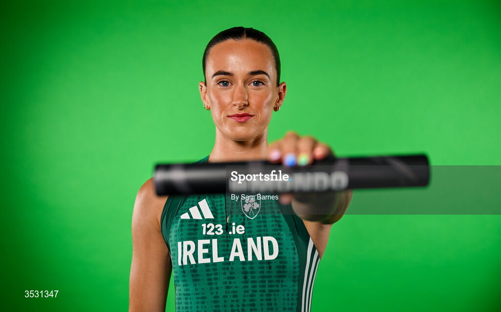 5 August 2026; Ciara Neville poses for a portrait during an Athletics Ireland European Championships kit day and media at the Sport Ireland Institute in Dublin. Photo by Sam Barnes/Sportsfile