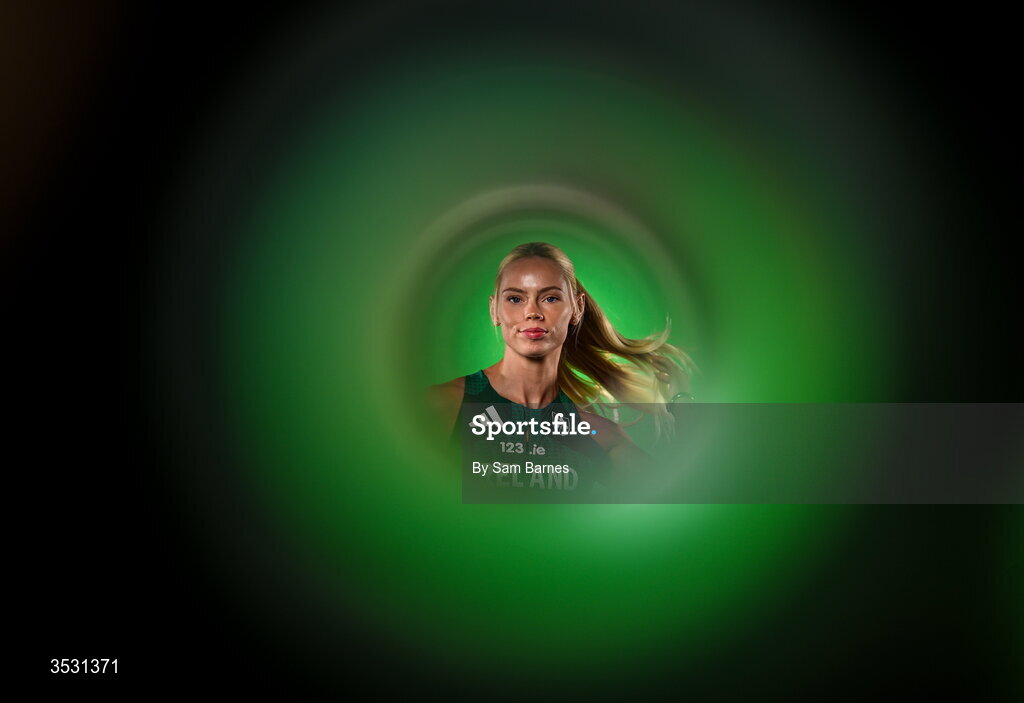 5 August 2026; Lauren Roy poses for a portrait during an Athletics Ireland European Championships kit day and media at the Sport Ireland Institute in Dublin. Photo by Sam Barnes/Sportsfile