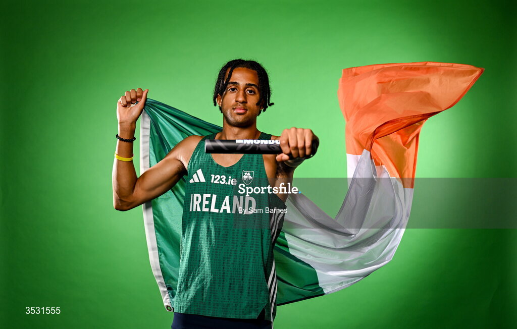 5 August 2026; Sean Doggett poses for a portrait during an Athletics Ireland European Championships team day at the Sport Ireland Institute in Dublin. Photo by Sam Barnes/Sportsfile