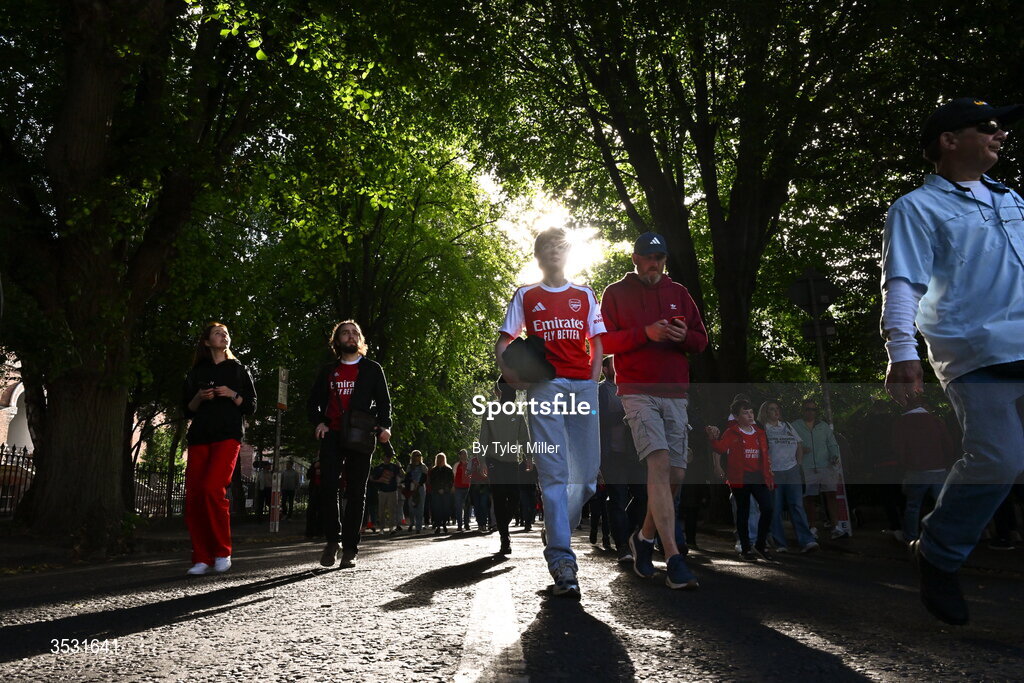 5 August 2026; Arsenal supporters before the pre-season friendly match between Arsenal and Real Betis at the Aviva Stadium in Dublin. Photo by Tyler Miller/Sportsfile