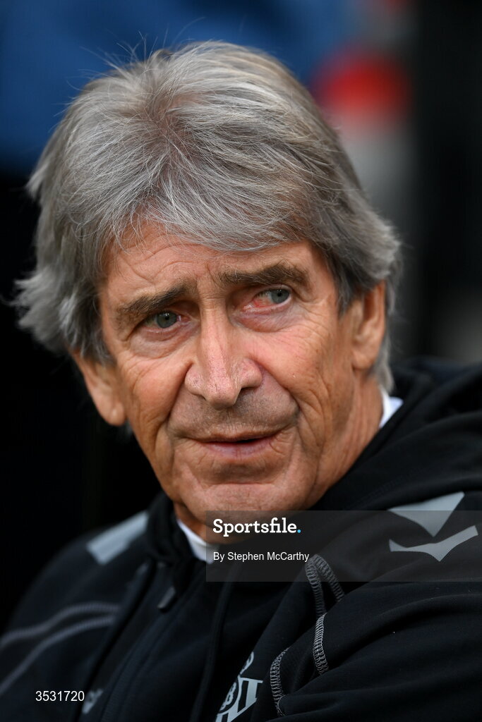 5 August 2026; Real Betis manager Manuel Pellegrini before the pre-season friendly match between Arsenal and Real Betis at the Aviva Stadium in Dublin. Photo by Stephen McCarthy/Sportsfile