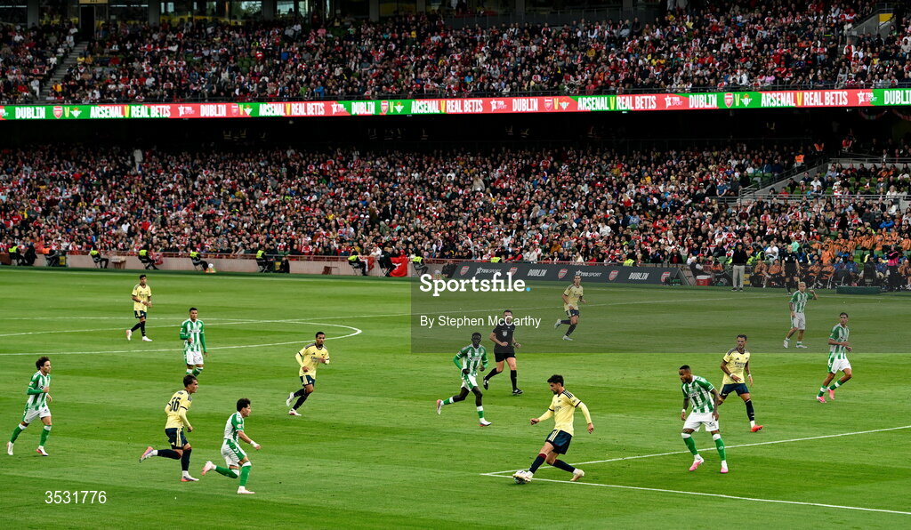 5 August 2026; Kai Havertz of Arsenal controls possesion during the pre-season friendly match between Arsenal and Real Betis at the Aviva Stadium in Dublin. Photo by Stephen McCarthy/Sportsfile