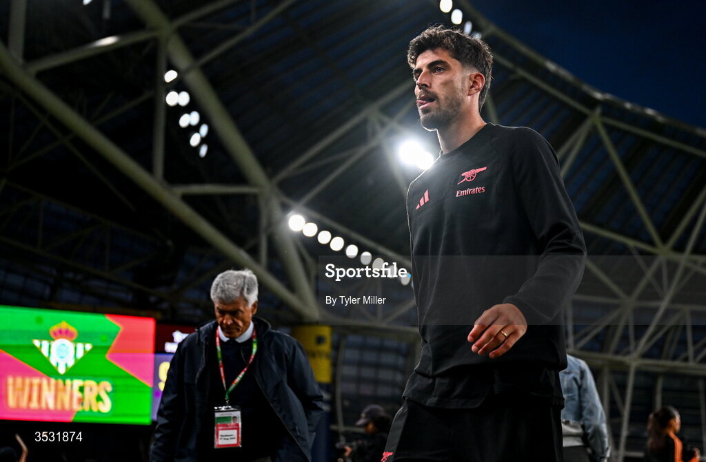 5 August 2026; Kai Havertz of Arsenal after the pre-season friendly match between Arsenal and Real Betis at the Aviva Stadium in Dublin. Photo by Tyler Miller/Sportsfile