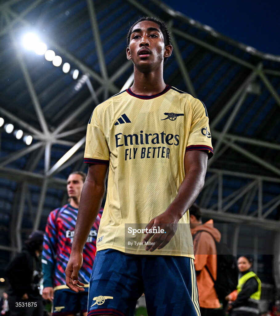 5 August 2026; Marli Salmon of Arsenal after the pre-season friendly match between Arsenal and Real Betis at the Aviva Stadium in Dublin. Photo by Tyler Miller/Sportsfile