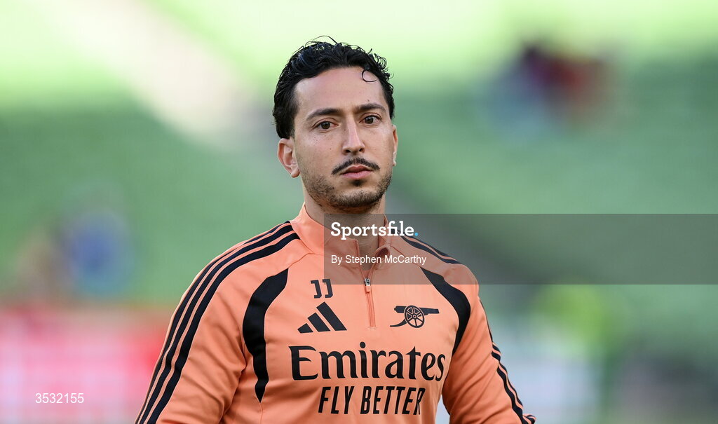 5 August 2026; Arsenal senior physical performance coach José Jiménez Iglesias before the pre-season friendly match between Arsenal and Real Betis at the Aviva Stadium in Dublin. Photo by Stephen McCarthy/Sportsfile