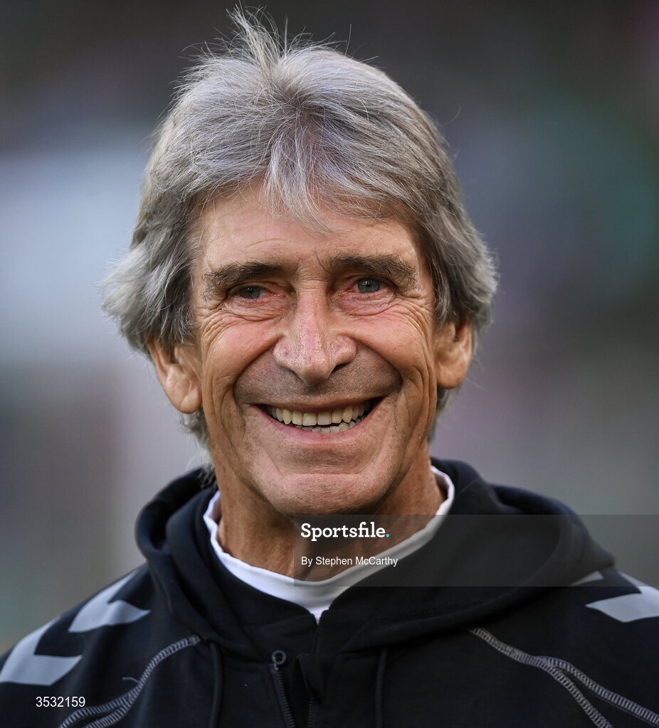 5 August 2026;  Real Betis manager Manuel Pellegrini before the pre-season friendly match between Arsenal and Real Betis at the Aviva Stadium in Dublin. Photo by Stephen McCarthy/Sportsfile