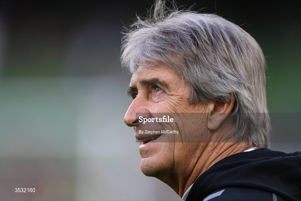 5 August 2026;  Real Betis manager Manuel Pellegrini before the pre-season friendly match between Arsenal and Real Betis at the Aviva Stadium in Dublin. Photo by Stephen McCarthy/Sportsfile