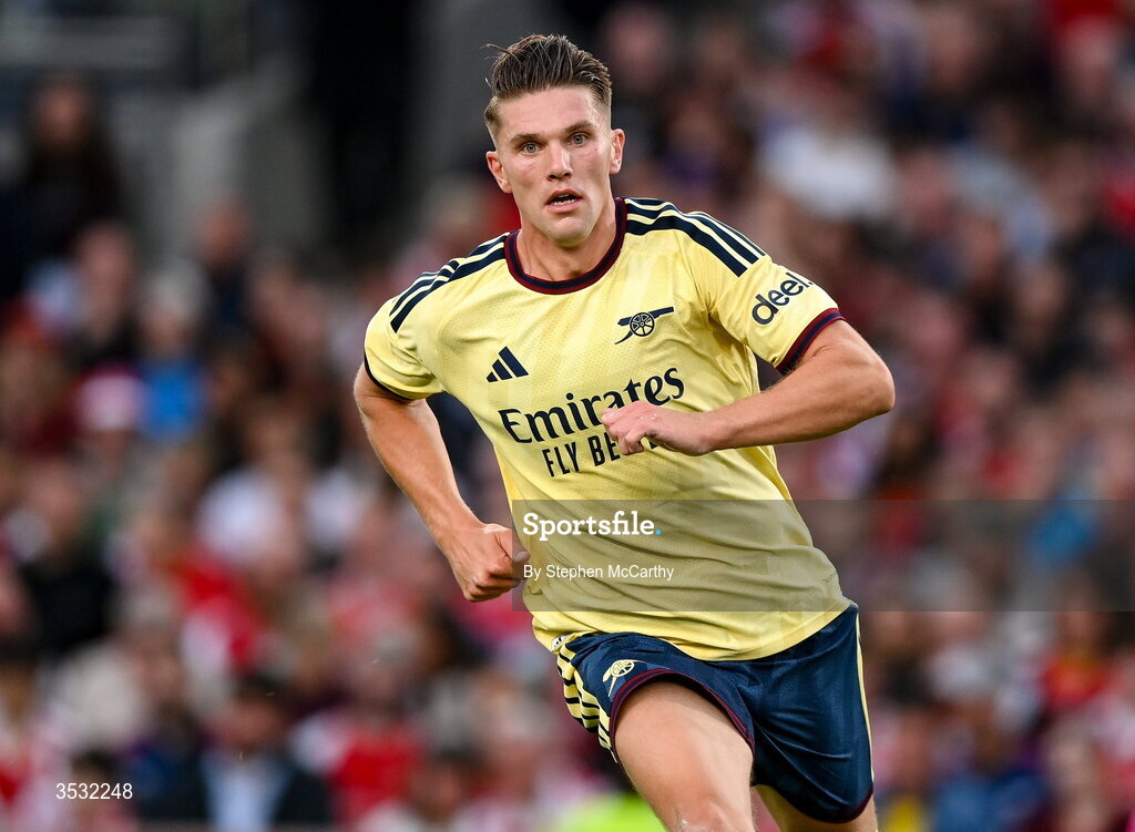 5 August 2026; Viktor Gyökeres of Arsenal during the pre-season friendly match between Arsenal and Real Betis at the Aviva Stadium in Dublin. Photo by Stephen McCarthy/Sportsfile