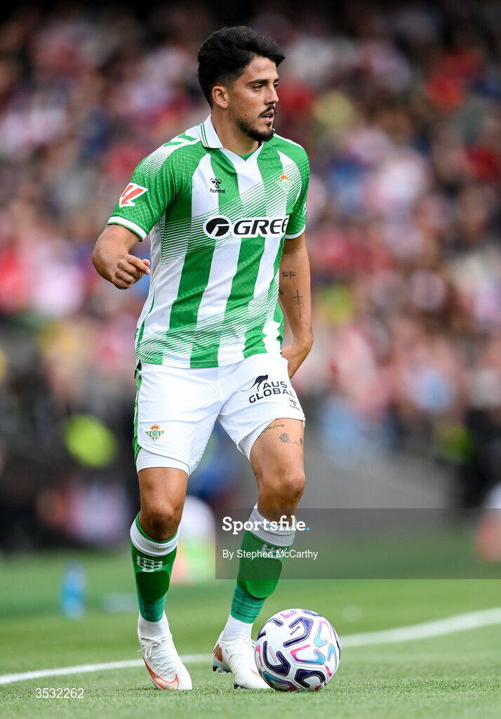 5 August 2026; Pablo Fornals of Real Betis during the pre-season friendly match between Arsenal and Real Betis at the Aviva Stadium in Dublin. Photo by Stephen McCarthy/Sportsfile