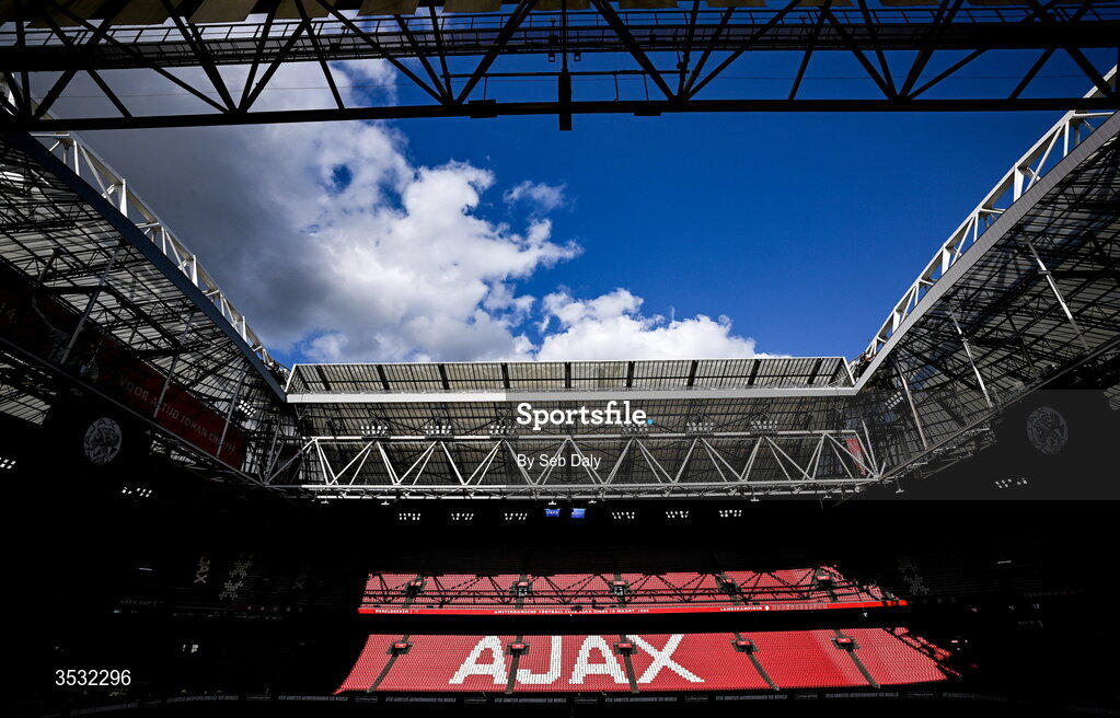 6 August 2026; A general view inside the stadium before the UEFA Conference League Third Qualifying Round first leg match between Ajax and Shelbourne at Johan Cruyff Arena in Amsterdam, Netherlands. Photo by Seb Daly/Sportsfile