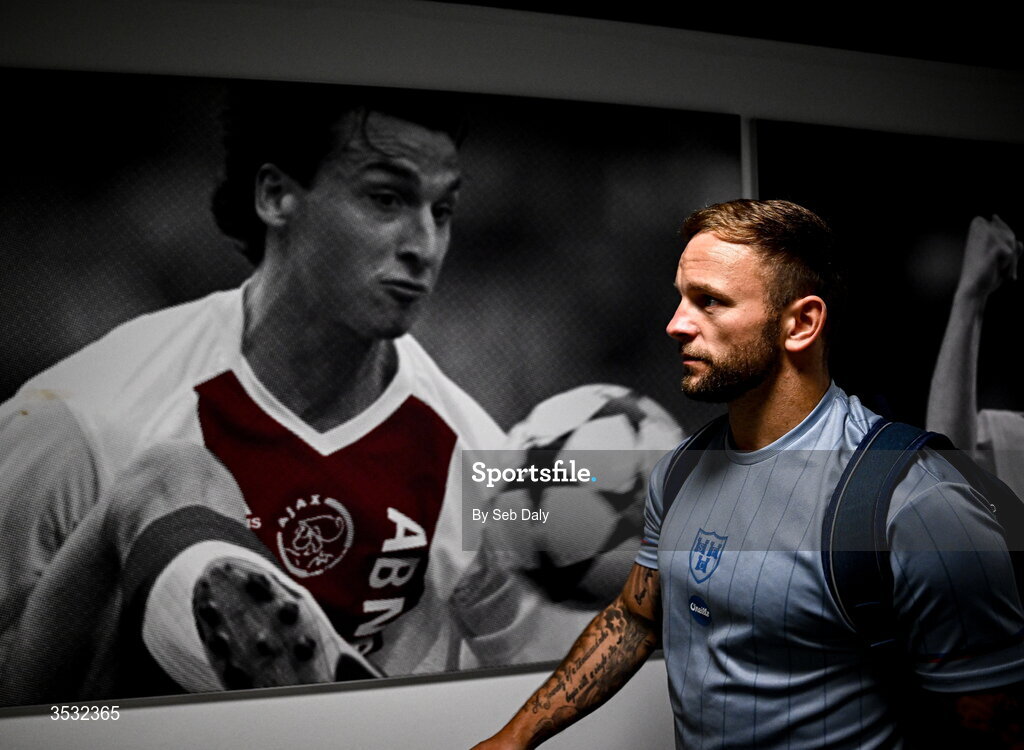 6 August 2026; Paddy Barrett of Shelbourne arrives before the UEFA Conference League Third Qualifying Round first leg match between Ajax and Shelbourne at Johan Cruyff Arena in Amsterdam, Netherlands. Photo by Seb Daly/Sportsfile