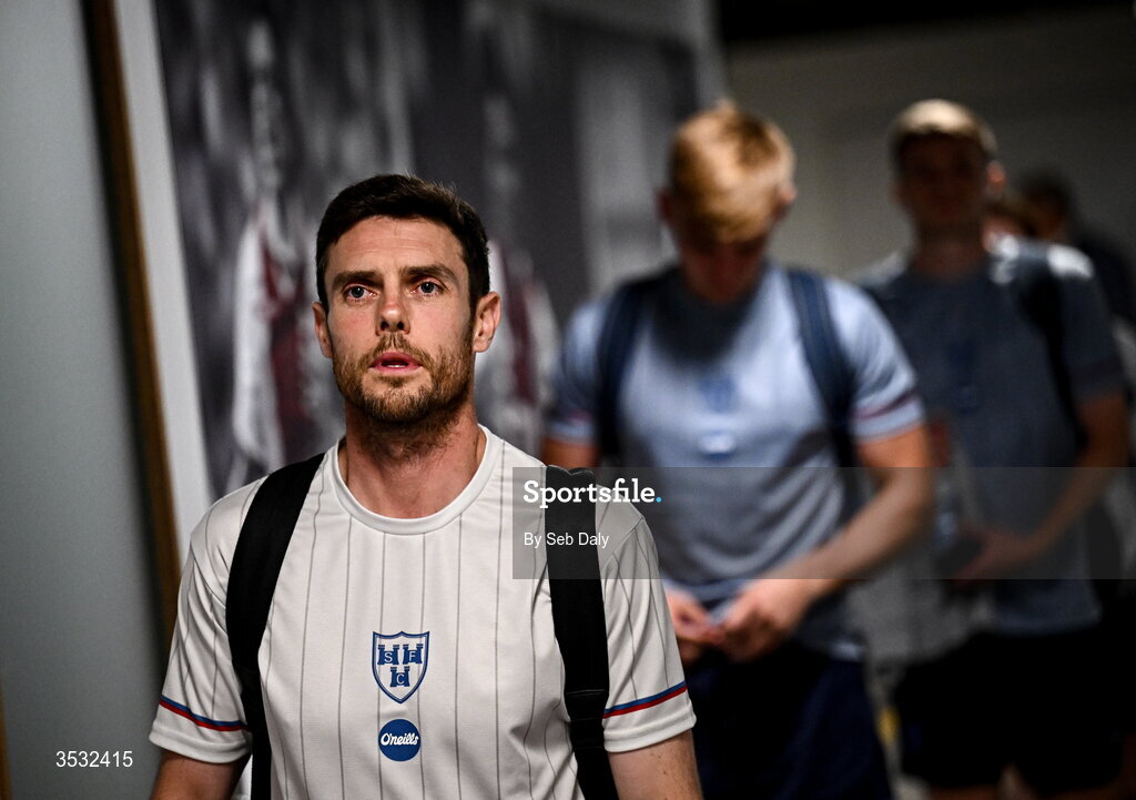 6 August 2026; Shelbourne head coach John Russell arrives before the UEFA Conference League Third Qualifying Round first leg match between Ajax and Shelbourne at Johan Cruyff Arena in Amsterdam, Netherlands. Photo by Seb Daly/Sportsfile