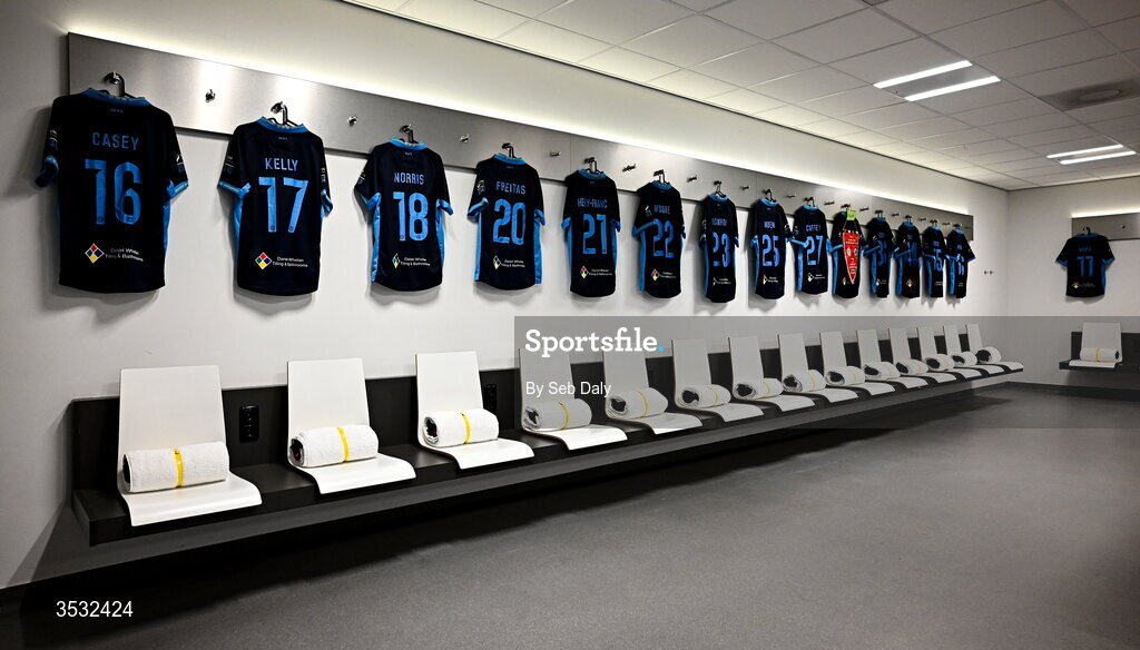 6 August 2026; Shelbourne jerseys hang in the dressing room before the UEFA Conference League Third Qualifying Round first leg match between Ajax and Shelbourne at Johan Cruyff Arena in Amsterdam, Netherlands. Photo by Seb Daly/Sportsfile