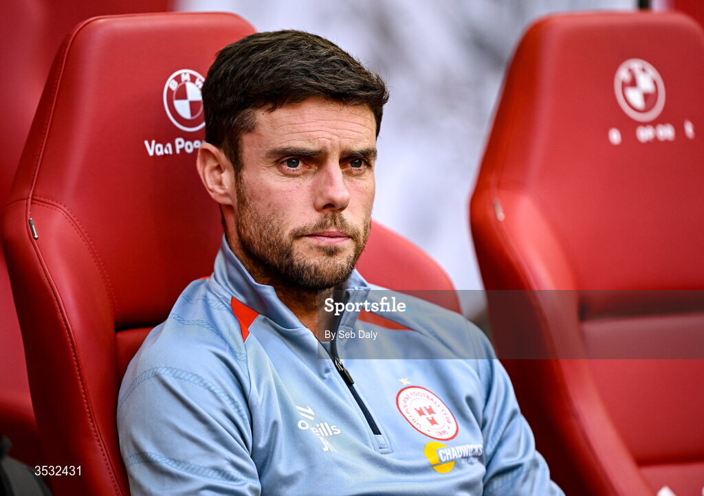 6 August 2026; Shelbourne head coach John Russell before the UEFA Conference League Third Qualifying Round first leg match between Ajax and Shelbourne at Johan Cruyff Arena in Amsterdam, Netherlands. Photo by Seb Daly/Sportsfile