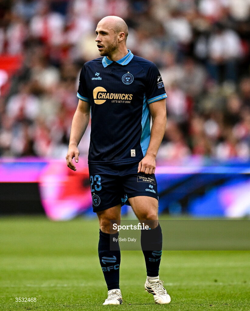 6 August 2026; Kerr McInroy of Shelbourne during the UEFA Conference League Third Qualifying Round first leg match between Ajax and Shelbourne at Johan Cruyff Arena in Amsterdam, Netherlands. Photo by Seb Daly/Sportsfile