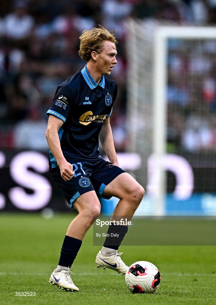 6 August 2026; Jack Henry-Francis of Shelbourne during the UEFA Conference League Third Qualifying Round first leg match between Ajax and Shelbourne at Johan Cruyff Arena in Amsterdam, Netherlands. Photo by Seb Daly/Sportsfile