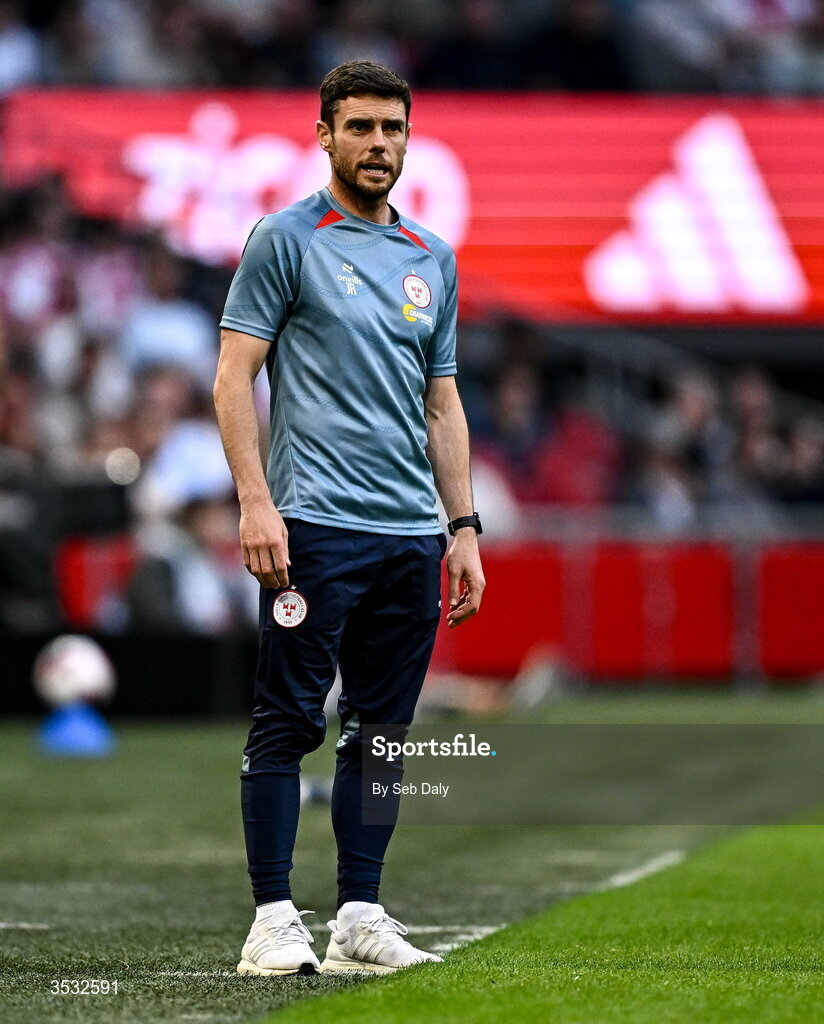 6 August 2026; Shelbourne head coach John Russell during the UEFA Conference League Third Qualifying Round first leg match between Ajax and Shelbourne at Johan Cruyff Arena in Amsterdam, Netherlands. Photo by Seb Daly/Sportsfile