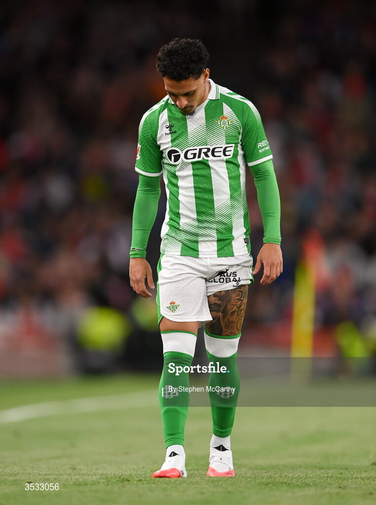 5 August 2026; Antony of Real Betis during the pre-season friendly match between Arsenal and Real Betis at the Aviva Stadium in Dublin. Photo by Stephen McCarthy/Sportsfile