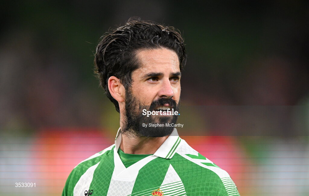 5 August 2026; Isco Alarcon of Real Betis after the pre-season friendly match between Arsenal and Real Betis at the Aviva Stadium in Dublin. Photo by Stephen McCarthy/Sportsfile