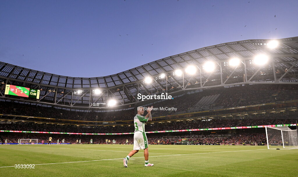 5 August 2026; Pablo García of Real Betis during the pre-season friendly match between Arsenal and Real Betis at the Aviva Stadium in Dublin. Photo by Stephen McCarthy/Sportsfile
