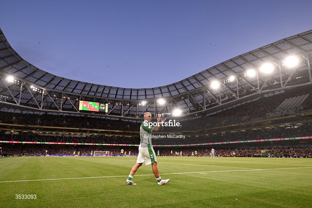 5 August 2026; Pablo García of Real Betis during the pre-season friendly match between Arsenal and Real Betis at the Aviva Stadium in Dublin. Photo by Stephen McCarthy/Sportsfile
