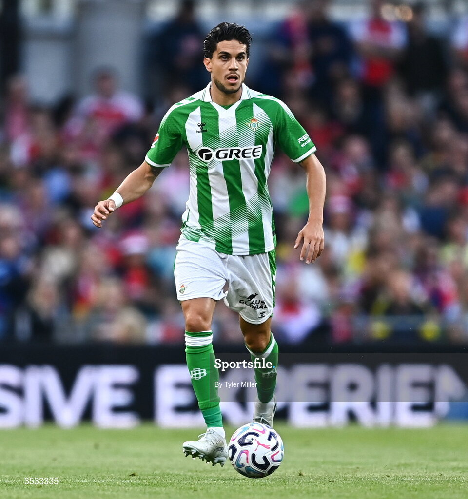 5 August 2026; Marc Bartra of Real Betis during the pre-season friendly match between Arsenal and Real Betis at the Aviva Stadium in Dublin. Photo by Tyler Miller/Sportsfile