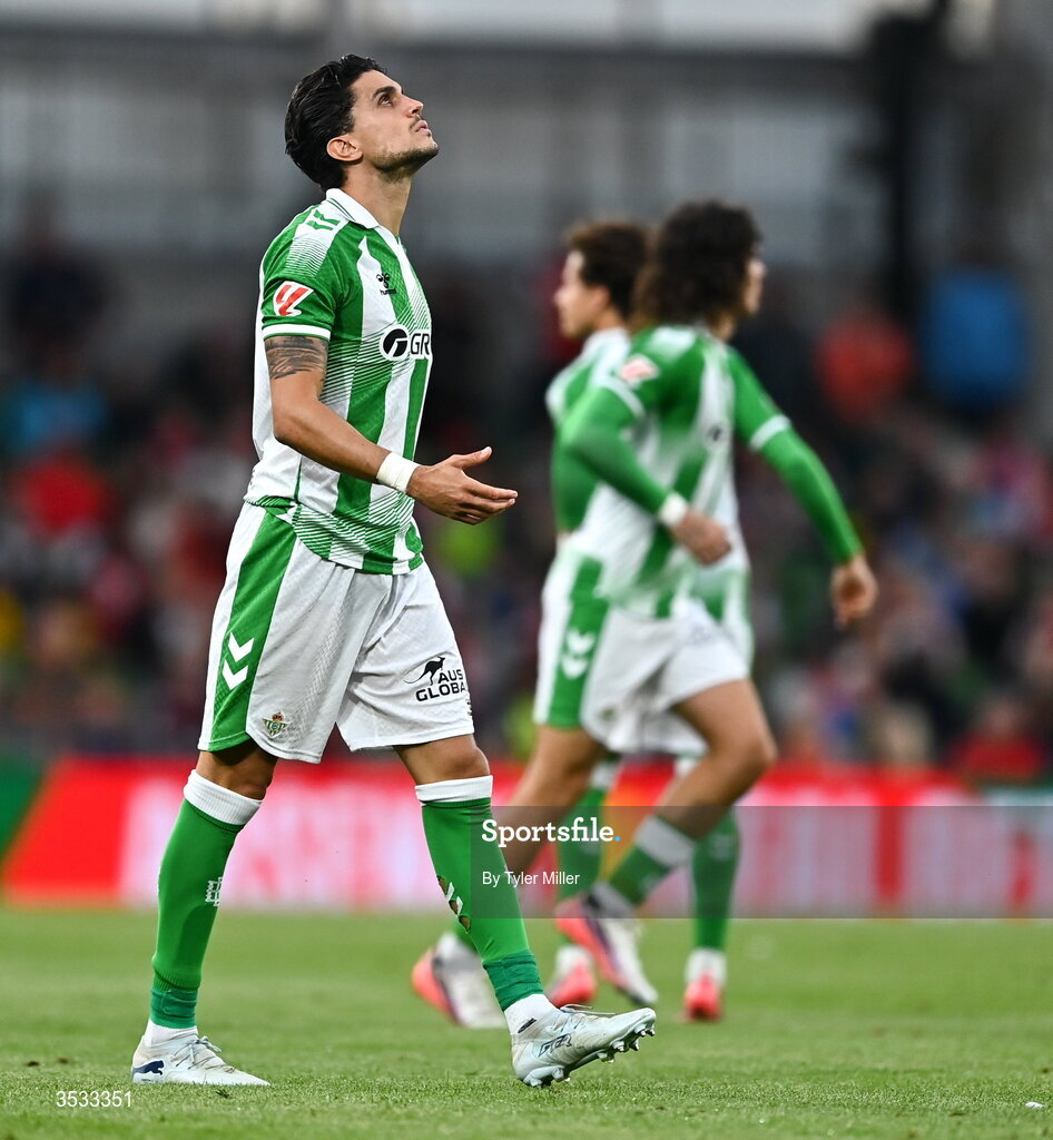 5 August 2026; Marc Bartra of Real Betis during the pre-season friendly match between Arsenal and Real Betis at the Aviva Stadium in Dublin. Photo by Tyler Miller/Sportsfile