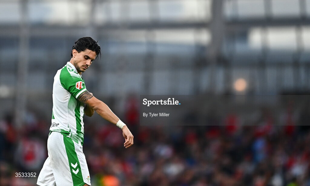 5 August 2026; Marc Bartra of Real Betis during the pre-season friendly match between Arsenal and Real Betis at the Aviva Stadium in Dublin. Photo by Tyler Miller/Sportsfile