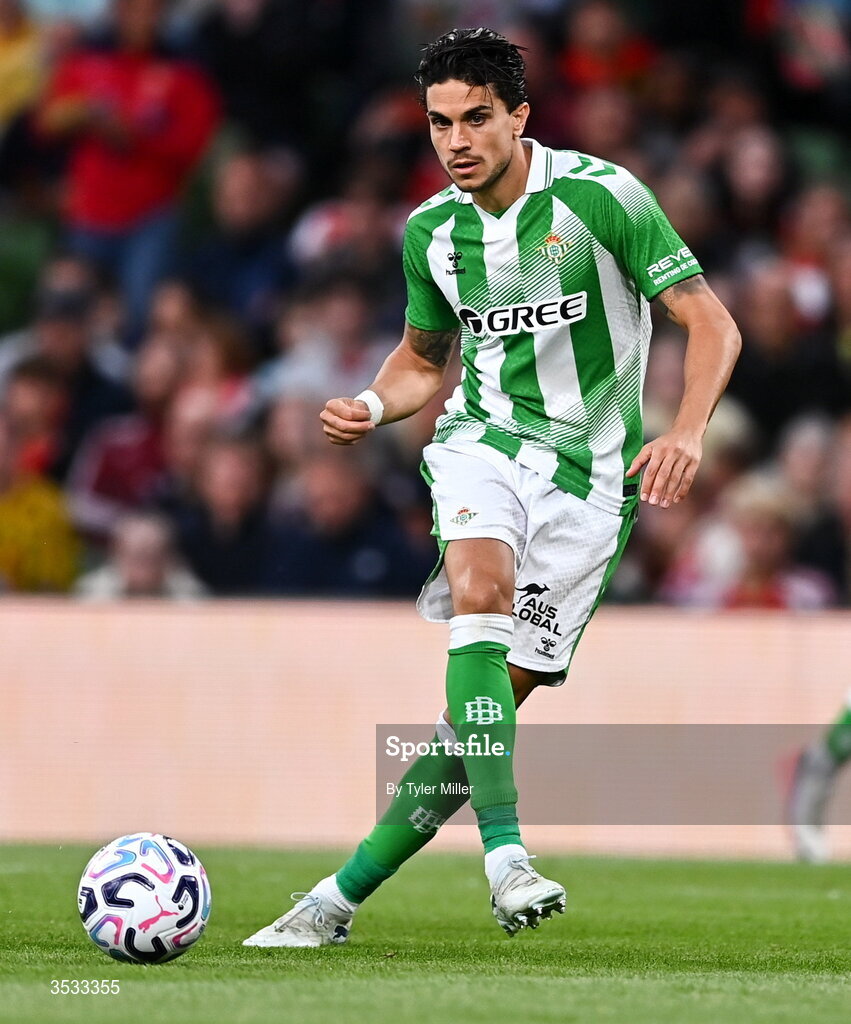 5 August 2026; Marc Bartra of Real Betis during the pre-season friendly match between Arsenal and Real Betis at the Aviva Stadium in Dublin. Photo by Tyler Miller/Sportsfile
