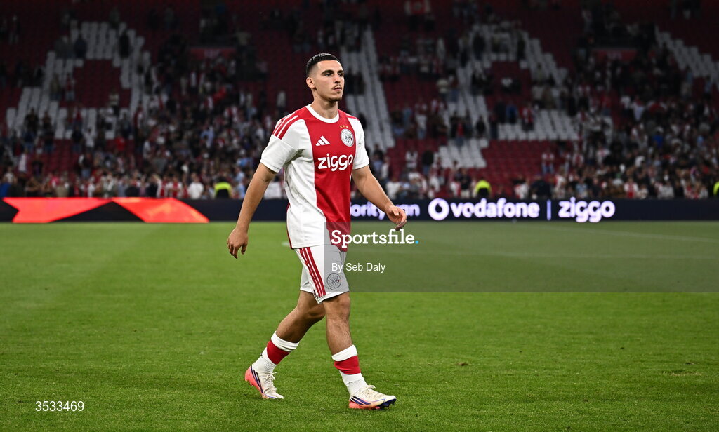 6 August 2026; Oscar Gloukh of Ajax after the UEFA Conference League Third Qualifying Round first leg match between Ajax and Shelbourne at Johan Cruyff Arena in Amsterdam, Netherlands. Photo by Seb Daly/Sportsfile