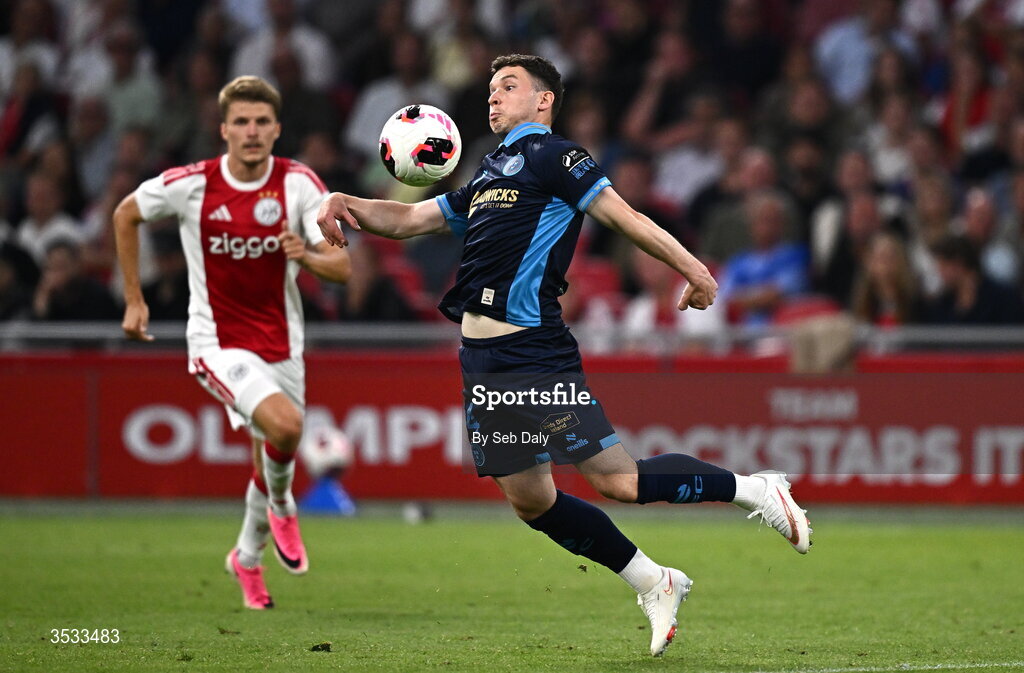 6 August 2026; Ali Coote of Shelbourne during the UEFA Conference League Third Qualifying Round first leg match between Ajax and Shelbourne at Johan Cruyff Arena in Amsterdam, Netherlands. Photo by Seb Daly/Sportsfile