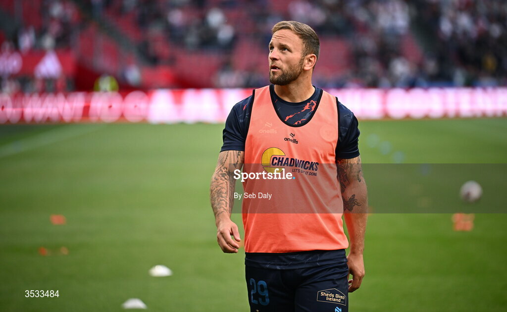6 August 2026; Paddy Barrett of Shelbourne before the UEFA Conference League Third Qualifying Round first leg match between Ajax and Shelbourne at Johan Cruyff Arena in Amsterdam, Netherlands. Photo by Seb Daly/Sportsfile