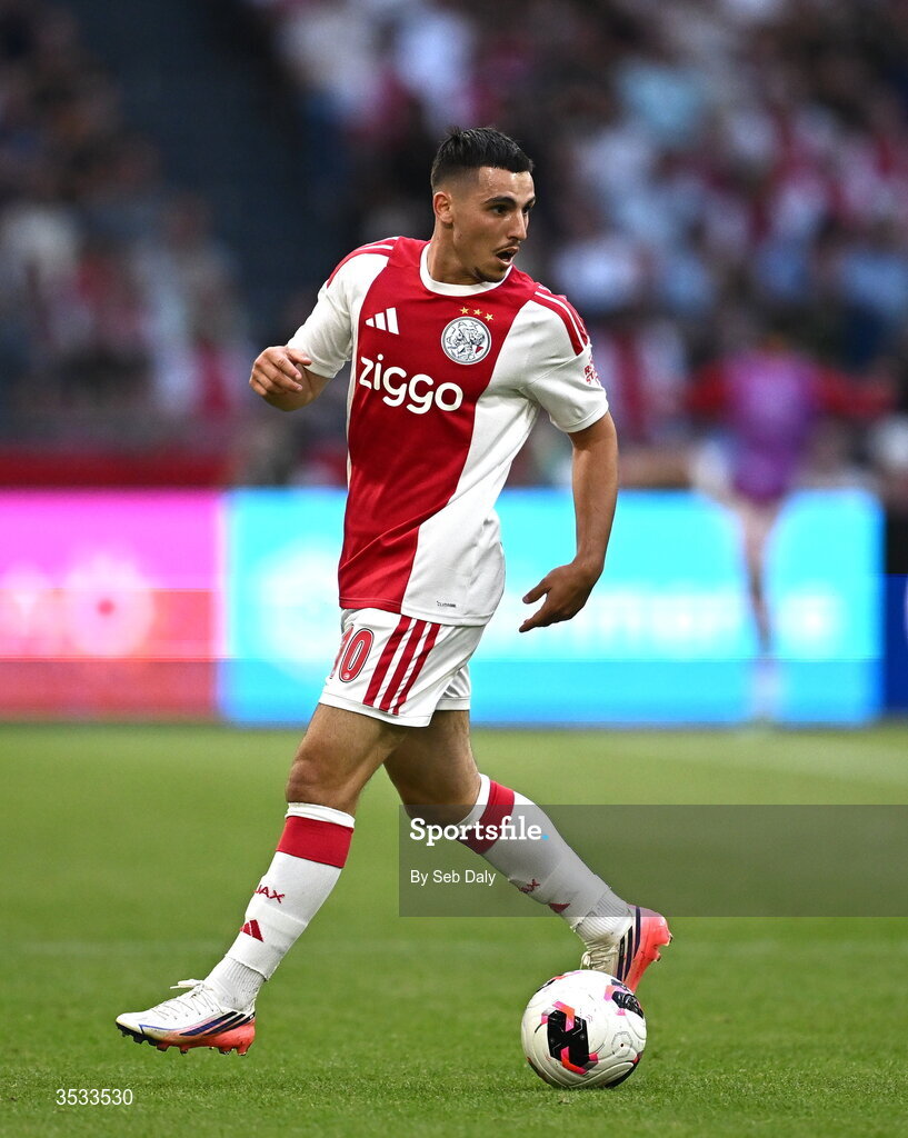 6 August 2026; Oscar Gloukh of Ajax during the UEFA Conference League Third Qualifying Round first leg match between Ajax and Shelbourne at Johan Cruyff Arena in Amsterdam, Netherlands. Photo by Seb Daly/Sportsfile