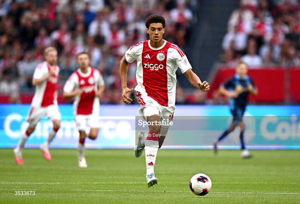 6 August 2026; Aaron Bouwman of Ajax during the UEFA Conference League Third Qualifying Round first leg match between Ajax and Shelbourne at Johan Cruyff Arena in Amsterdam, Netherlands. Photo by Seb Daly/Sportsfile