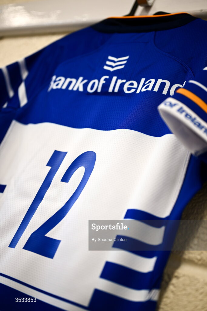 8 August 2026; The jersey of Eve Higgins of Leinster is seen hanging in the dressing room ahead of the Vodafone Womens Interprovincial Championship Round 1 match between Munster and Leinster at Virgin Media Park in Cork. Photo by Shauna Clinton/Sportsfile