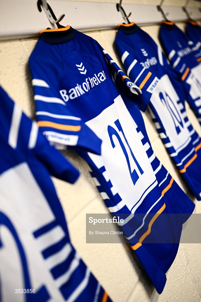 8 August 2026; The jersey of Alex Connor of Leinster is seen hanging in the dressing room ahead of the Vodafone Womens Interprovincial Championship Round 1 match between Munster and Leinster at Virgin Media Park in Cork. Photo by Shauna Clinton/Sportsfile