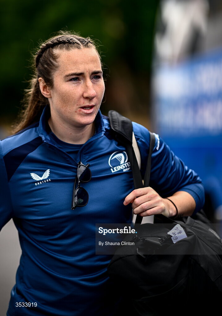 8 August 2026; Eve Higgins of Leinster arrives ahead of the Vodafone Womens Interprovincial Championship Round 1 match between Munster and Leinster at Virgin Media Park in Cork. Photo by Shauna Clinton/Sportsfile